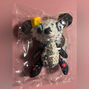 Patchwork Polka Dot Panda Keychain Plush by Nook Nook NWT